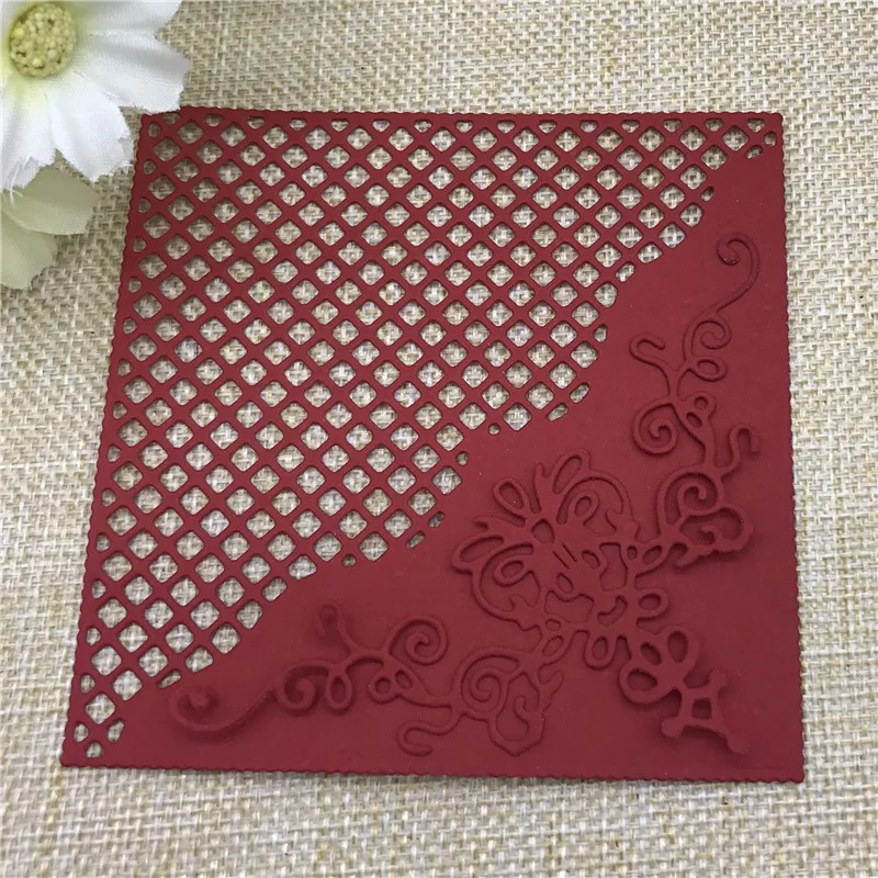 Grid Background Square Frame Metal Cutting Dies Stencils Scrapbooking DIY Paper Cards Photo Album