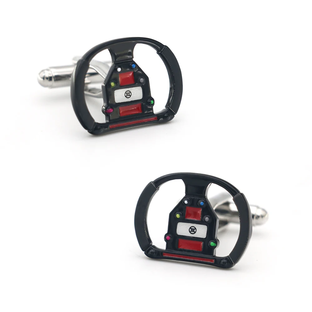 iGame Steering Wheel Cuff Links Quality Brass Material Black Color Racing Car Design Cufflinks Wholesale & Retail