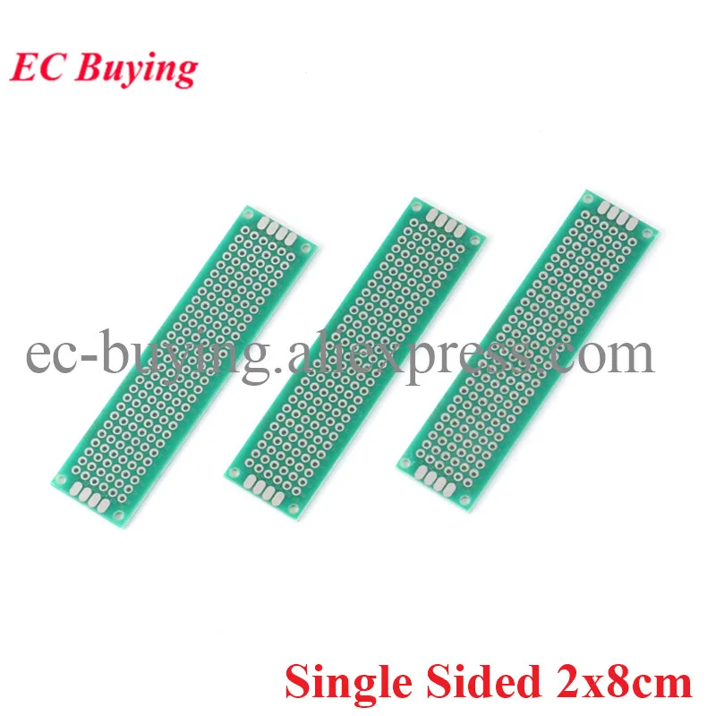 10pcs/lot 2x8cm Single Sided Copper Prototype PCB DIY Universal Printed Circuit Board 2*8cm Experiment Breadboard Plate 20 80mm