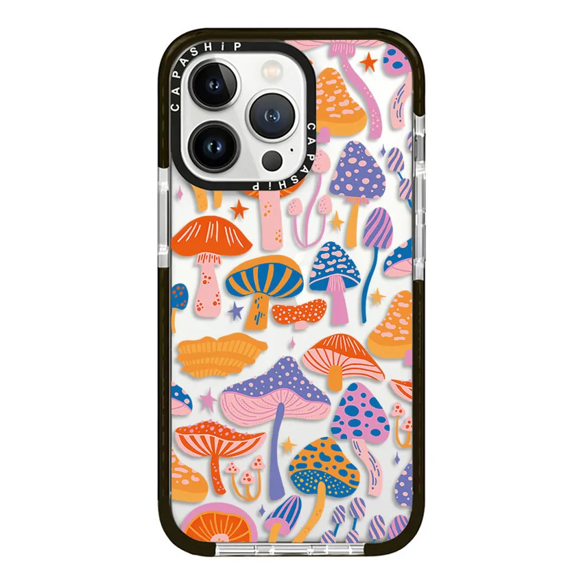 Multicolour Cartoon Mushrooms Flowers Case For iPhone 15 14 13 12 11 Pro X XS XR Max 7 8 Plus SE Soft TPU Shockproof Back Cover