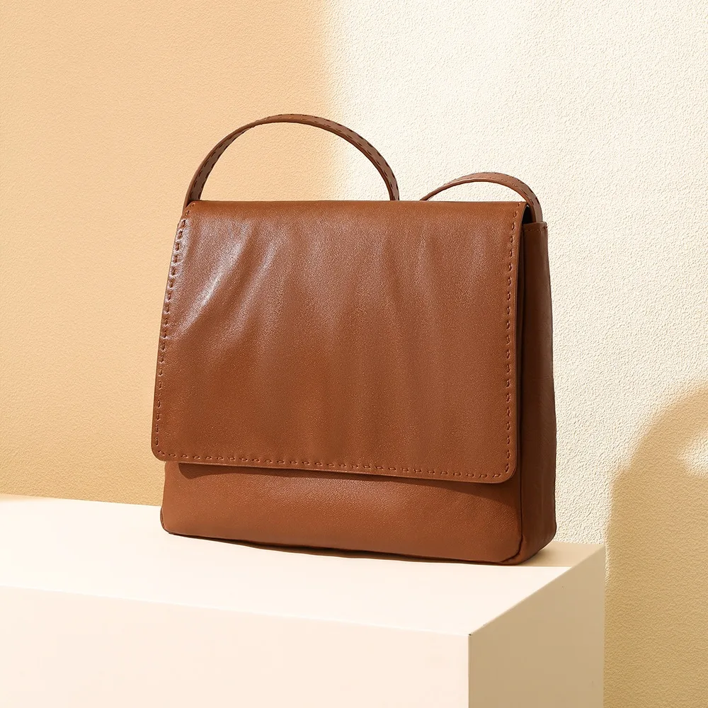 

New First-layer Vegetable Tanned Cowhide Messenger Trendy Versatile Leather Women's Bag Shoulder Bag Casual Simple Premium