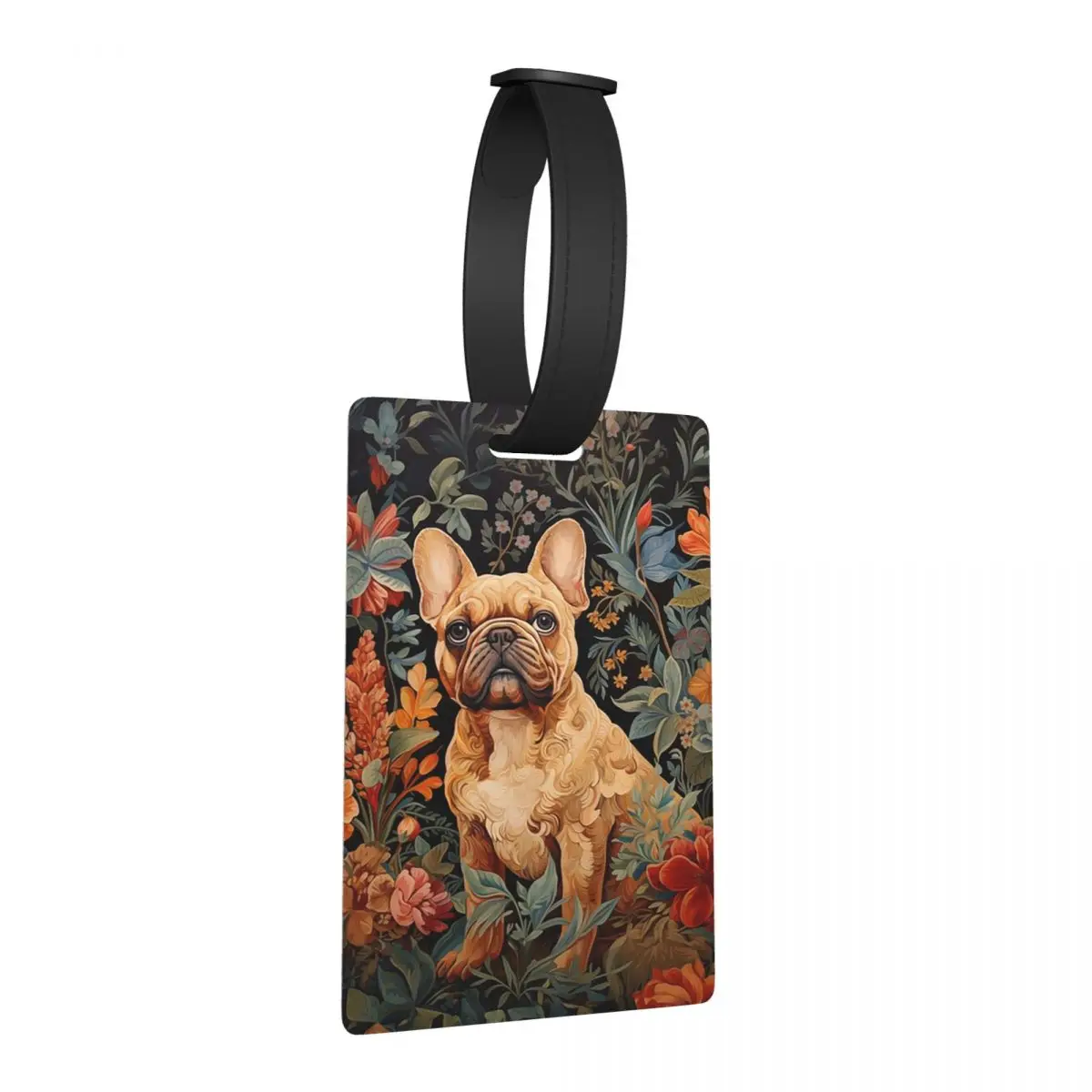 

French Bulldog Dog In A William Morris Style Garden Luggage Tags Fashion Baggage Boarding Tag Label Holder ID Name Address