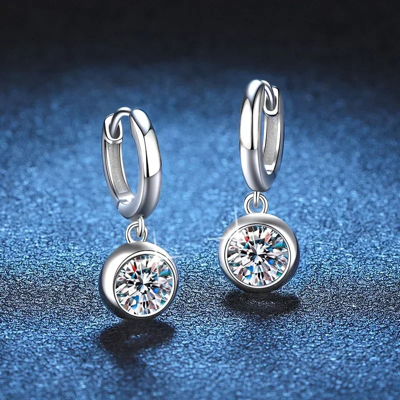 

1ct D Color Moissanite Hoop Earrings for Women Lab Diamond 925 Sterling Silver 18K White Gold Plated Wedding Jewelry Gift