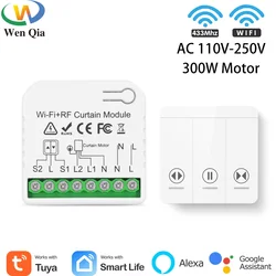 Interruptor inalámbrico para persiana enrollable, dispositivo eléctrico con Control remoto, WiFi, 433Mhz, compatible con Smart Life, Tuya, Google Home y Alexa