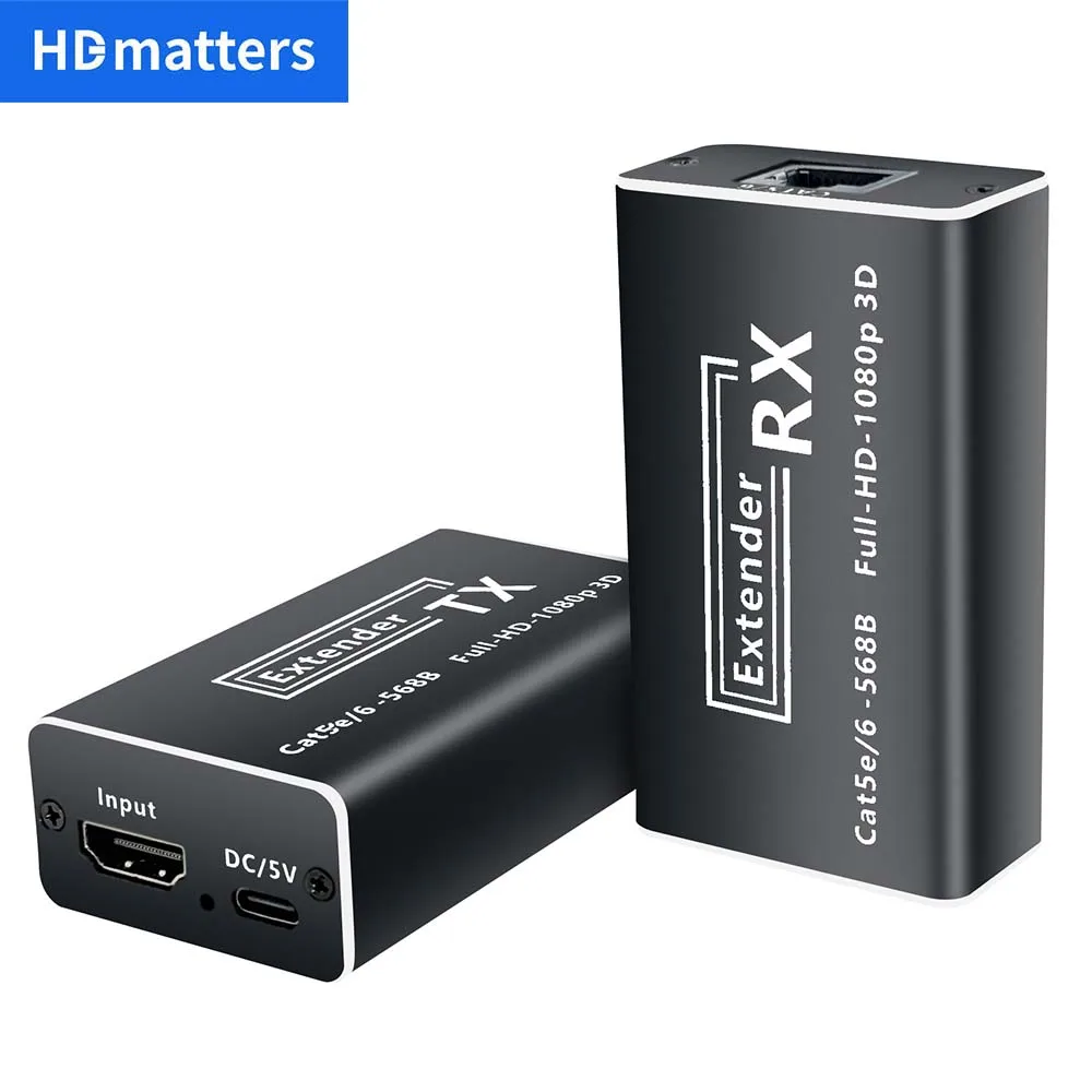 HDMI Extender by Cat5e/6 cable up to 50M 1080P HDMI UTP Extender over Ethernet cable 1080P 60Hz POC Extender HDMI for HDTV PC 