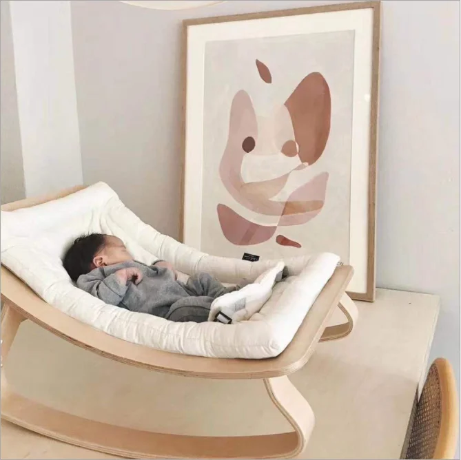 Children Furniture Rocking Baby Bouncer Chair For Baby Sleep Kids Wooden Baby Sofa Bouncer Kids Balance Chair