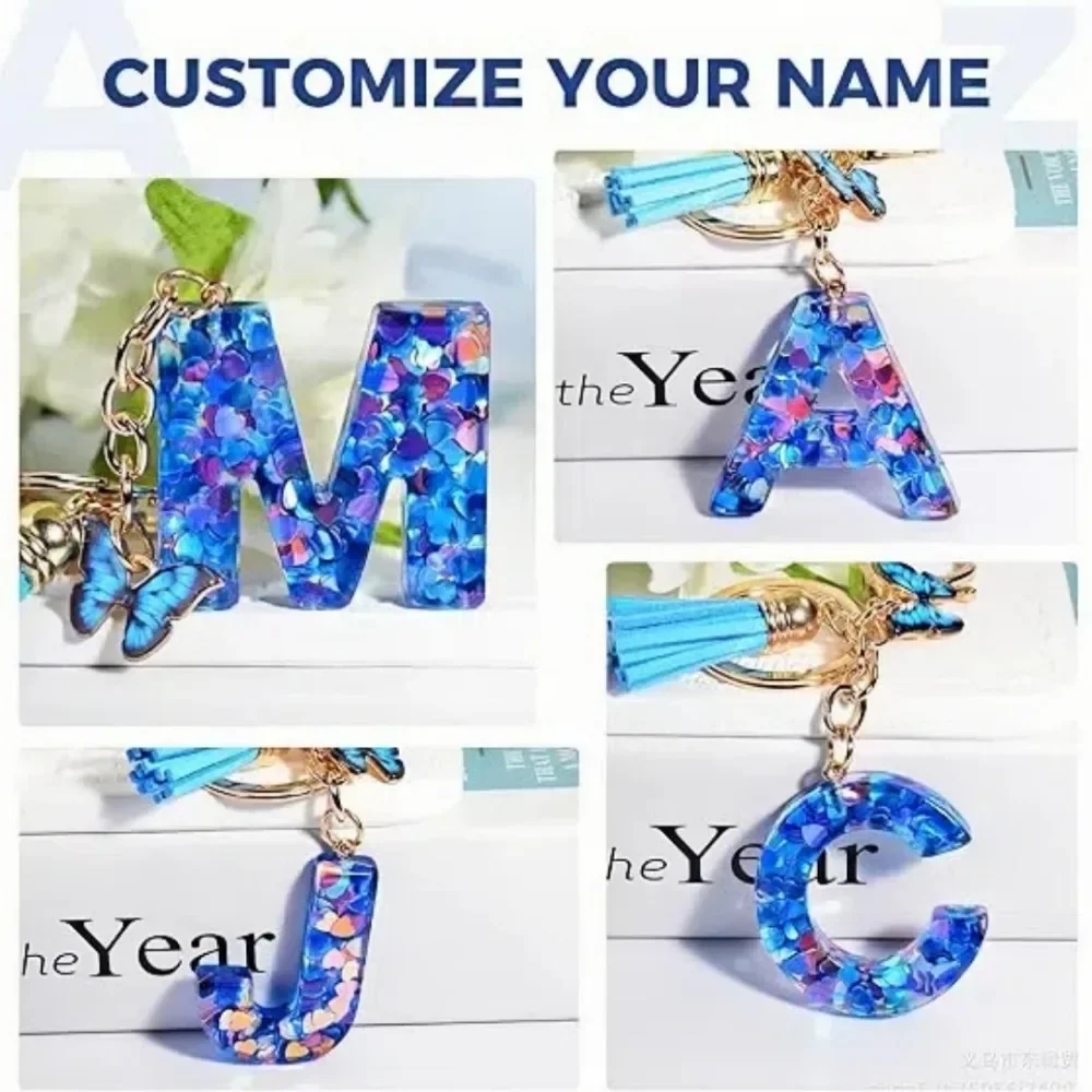 Custom Blue Butterfly Keychain, Personalized Gift