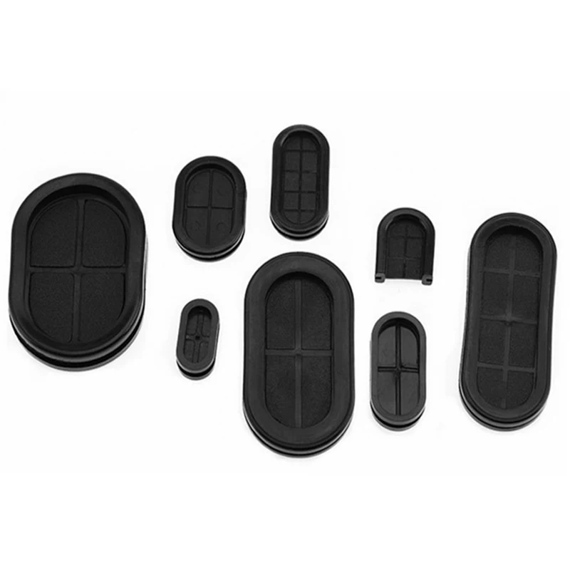 Black Groove Rubber Circlip Sealing Ring Oval Shape Double-Sided Wires Grommet Gaskets Protector Rings