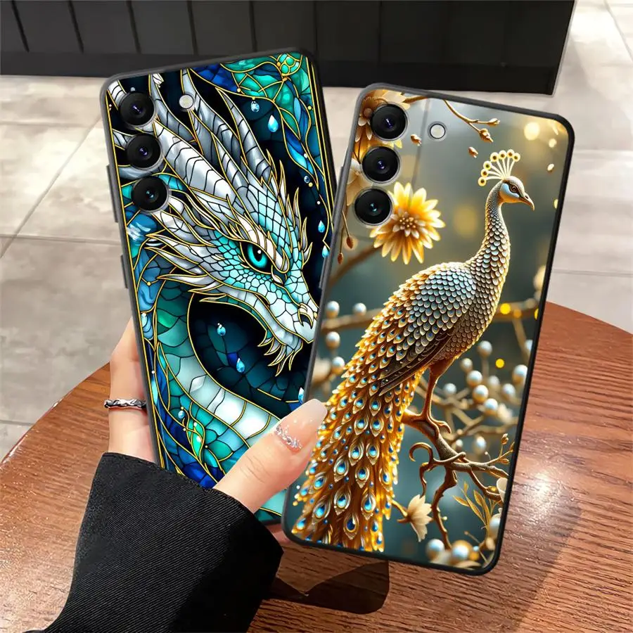 Case for Samsung Galaxy A05 A15 A17 A04 A06 A12 A50 A13 A20 A16 A40 A70 Funda Phone Cover Animal Dragon Peacock 