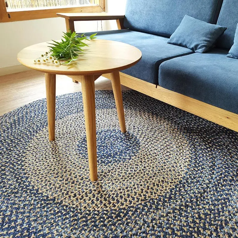

Jute Round Carpet Living Room Coffee Table Handwoven Blanket Modern Light Luxury American Fashion Study Balcony Dining Mat