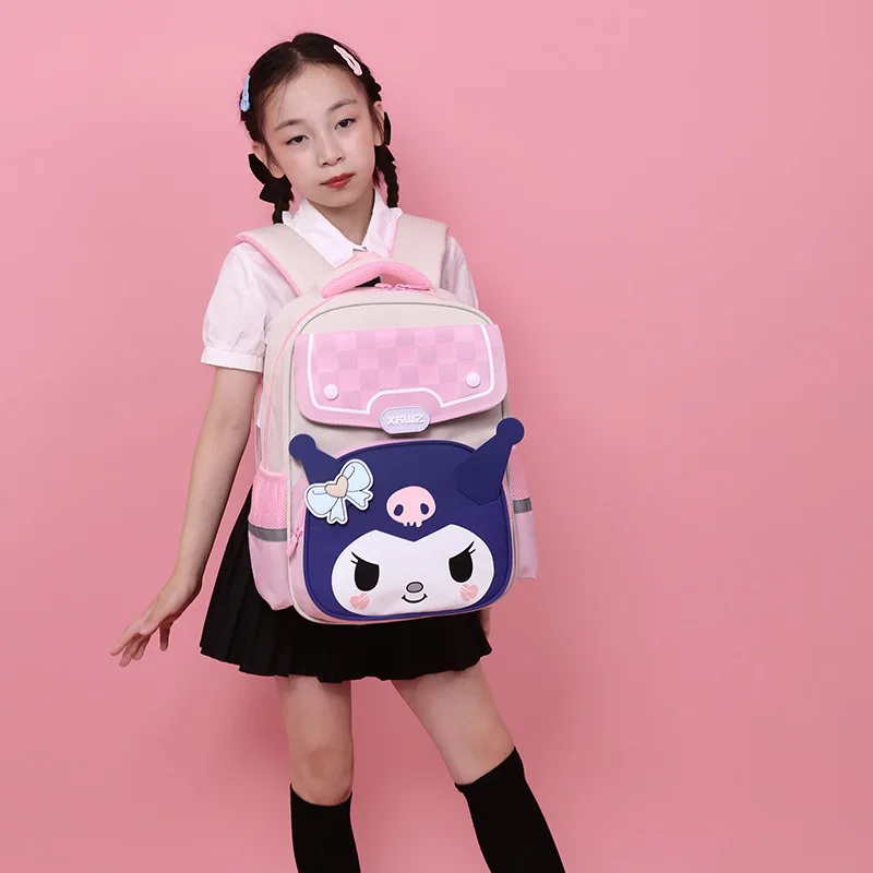 Sanrio Kulomie Cartoon Cute Breathable Oxford Cloth Student School Bag Girls Ultra Light Ridge Protection Children's Backpack