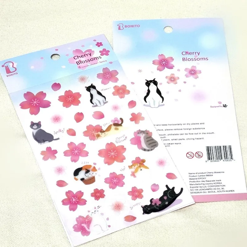 القرطاسية الكورية الجمالية الايبوكسي ساكورا ملصقات ثلاثية الأبعاد زهرة الكرز لسكرابوكينغ غير المرغوب فيه المجلات لتقوم بها بنفسك لوازم الحرفية #3