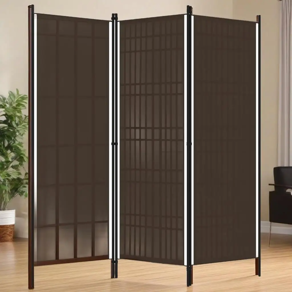 Brown 3-Panel Room Divider Screen 59.1x70.9 Inch Partition Folding Decor