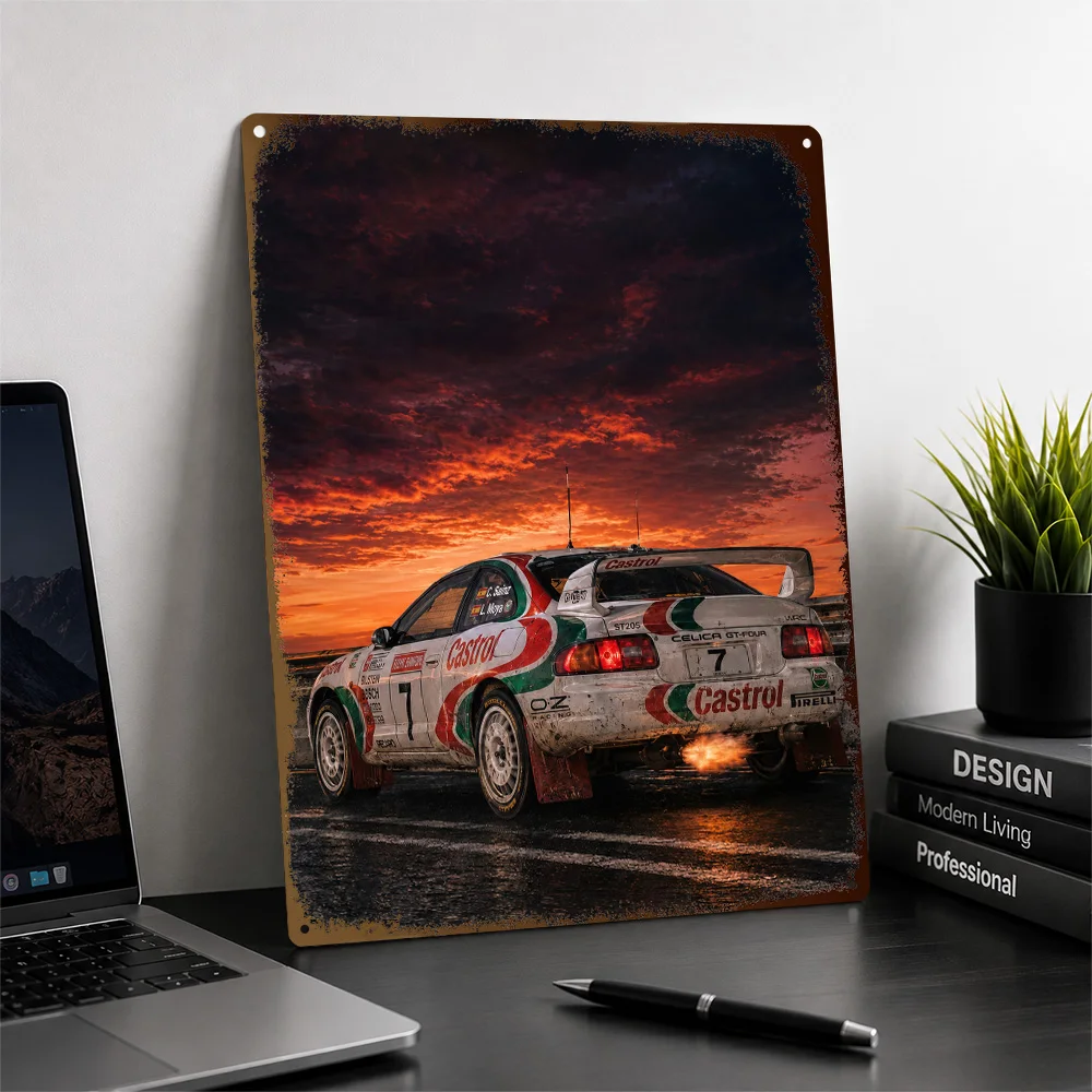Japan Celica GT-Four ST205 WRC Rally Sunset Rear Textured Poster Customized Metal Tin Sign Circuit Tribute Wall Art For A Home