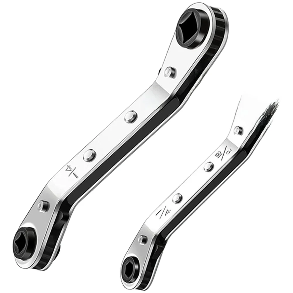 4 Piece Steel Ratchet Wrench Set with Metric and For imperial Markings 1/4 3/16 5/16 3/8 Inch for Professional and DIY Mechanics
