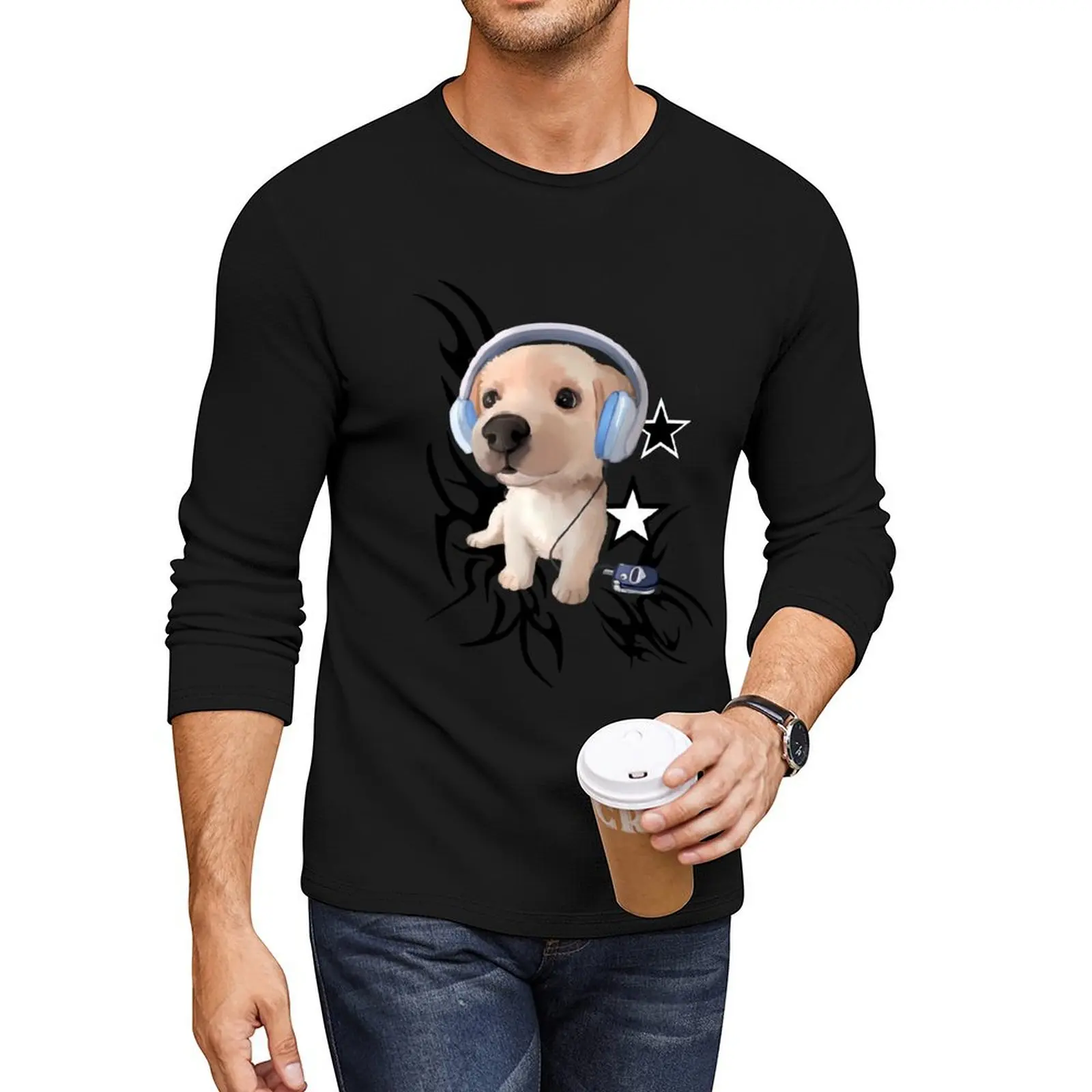 

Music dog 2 Long T-Shirt black t shirts t shirts for men pack