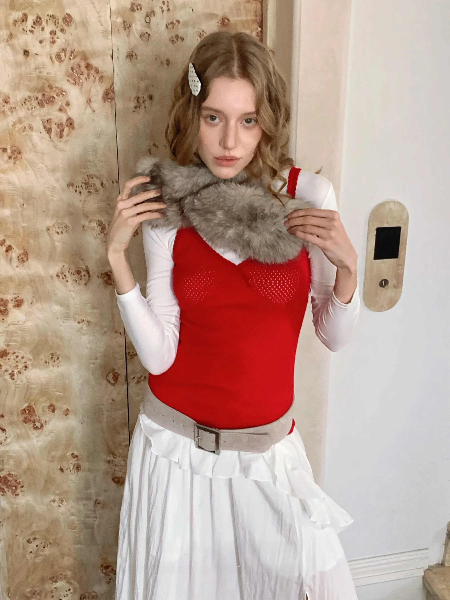 

Новинка! Красный многослойный топ Jde с вырезами для женщин: сексуальный базовый слой, хлопковый V-образный вырез, нижнее белье.