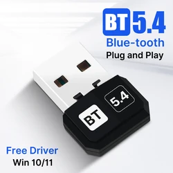 USB Bluetooth 5.4 5.3 Adapter Dongle for PC Wireless Mouse Audio Receiver Transmitter Bluetooth 5.0 Driver Free For Win 10/11