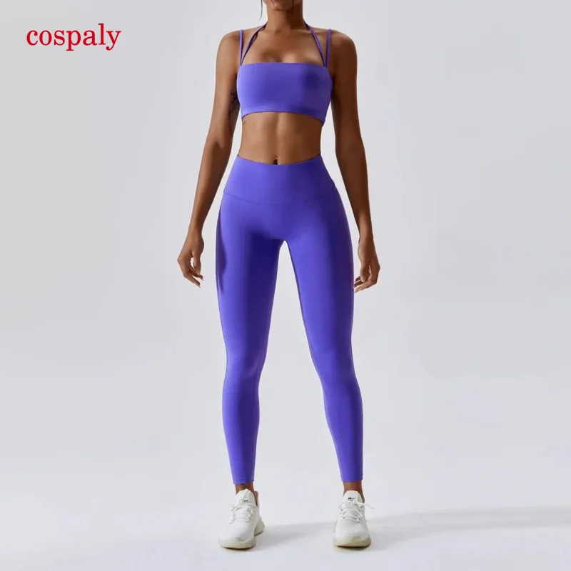 A Yoga Clothing Sets Athletic Wear Women High Waist Leggings And Top Two Piece Set Seamless Gym Tracksuit Fitness Workout Outfit