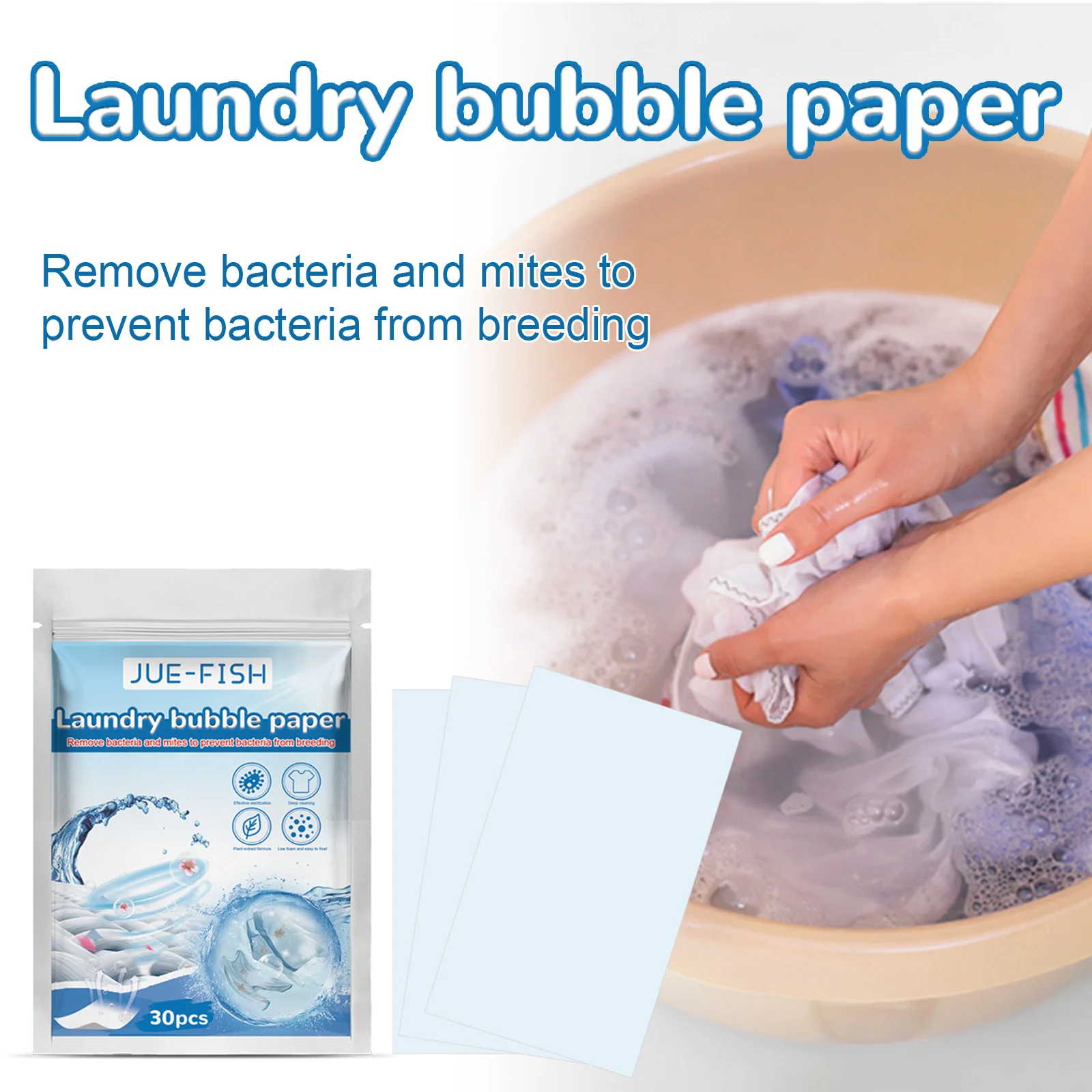 Plastic-Free Laundry Detergent Sheets Laundry bubble Paper Biodegradable Cleaning Strips for commercial /laundry room