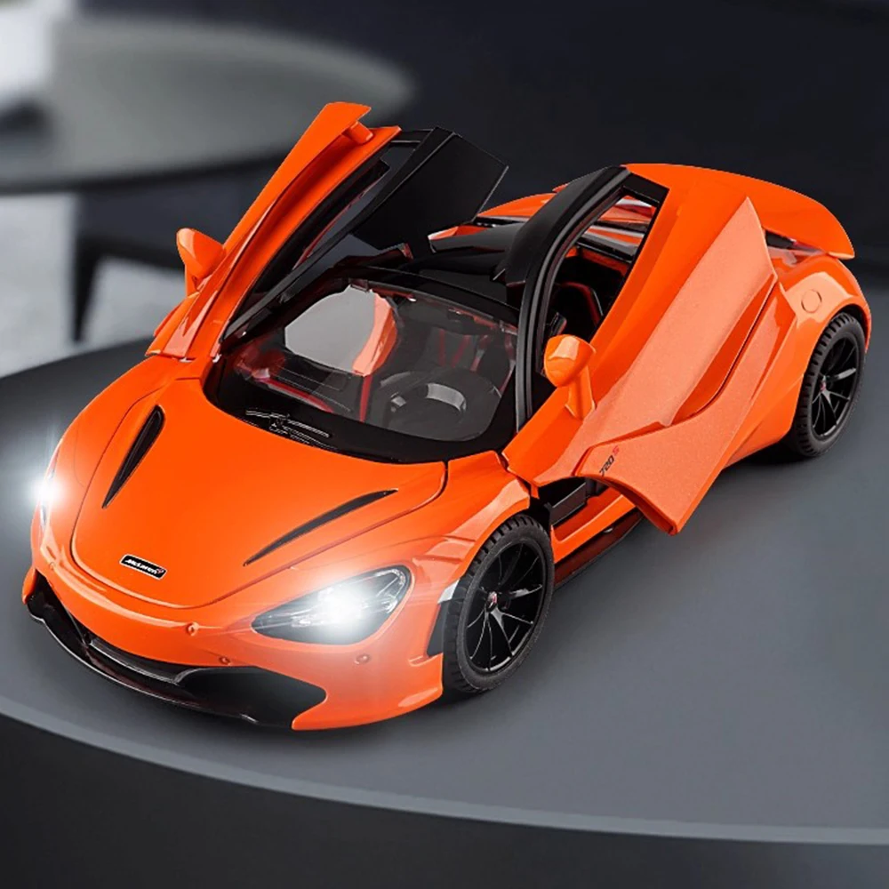 

1:24 720S Senna Sports Car Toy Model Alloy Diecast Doors Opened Light Music Miniature Supercar Models Kids Collection Gifts