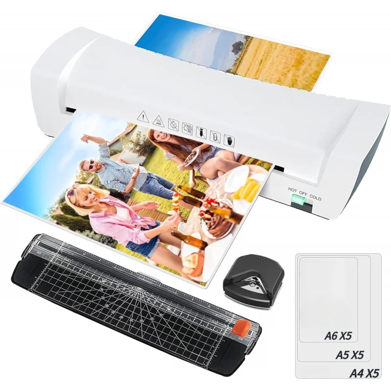 A4 Plastic Laminating Machine with Hot and Cold Laminating Functions, Zero-Bubble, Moisture-Proof, and Wrinkle-Resistant