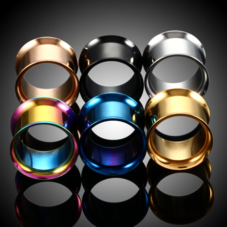 316l Surgical Steel Colorful Anodized Without Thread Double Flared Hollow Ear Flesh Tunnel Plug Ear Expander Gauge Body Jewelry