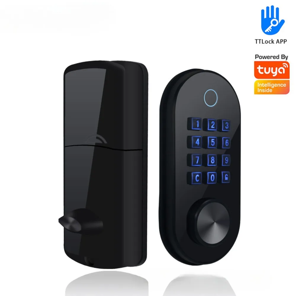 

Intelligence Modern 6-way Smart Lock Tuya Fingerprint Electronic Card Password Indoor Wooden Door Lock Voice Unlock with Alexa