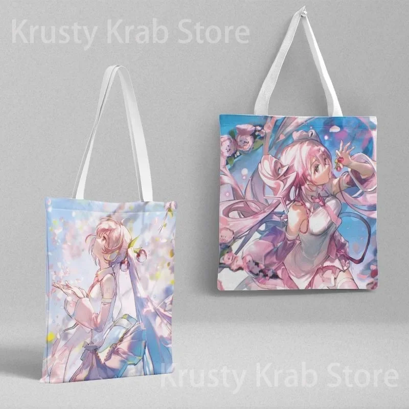 Hatsune Miku Handbags 36x39cm Tote Bag Kawaii Anime Storage Bag Canvas Large Capacity Shopping Bags Double Sided Printing Gifts