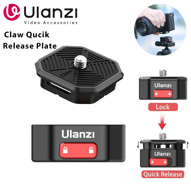 Ulanzi Claw Quick Release System Plate 1/4'' Tripod Base Mount Shoulder Strap for Sony Canon Nikon DSLR Camera Accessories