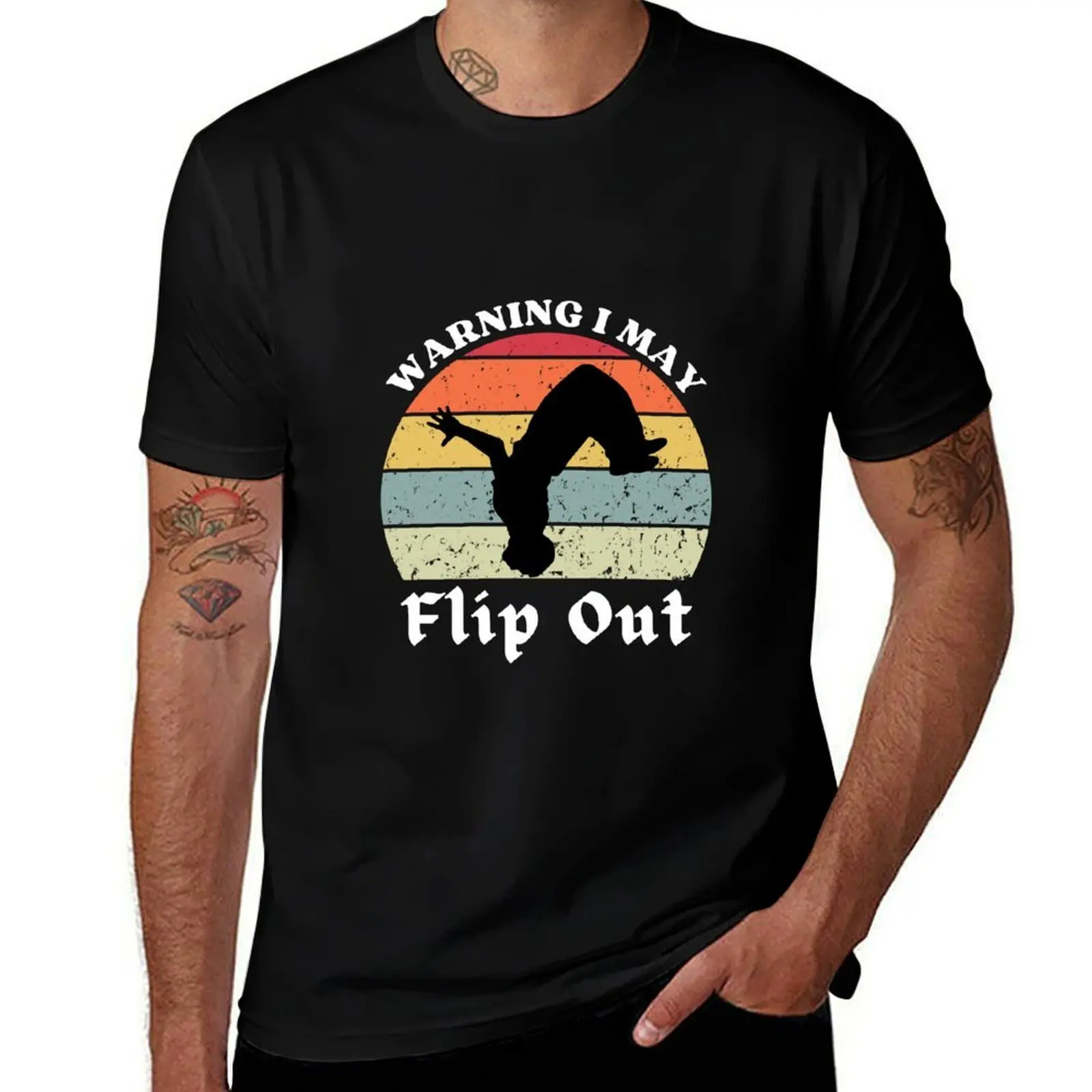 Warning I May Flip Out gymnastics saying parkour T-Shirt Classic Graphic Short Sleeve Top T-Shirt