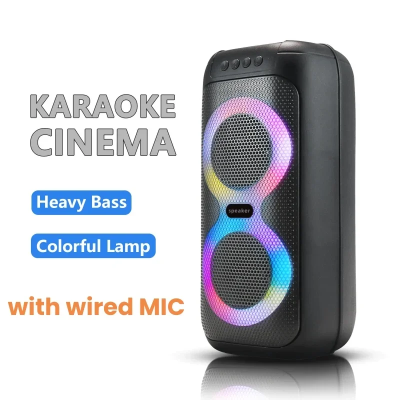 Portable Caixa De Som Bluetooth Speaker Dual 4-inch Speaker Sound Column Outdoor Dancing Karaoke Subwoofer with MIC FM RGB TWS