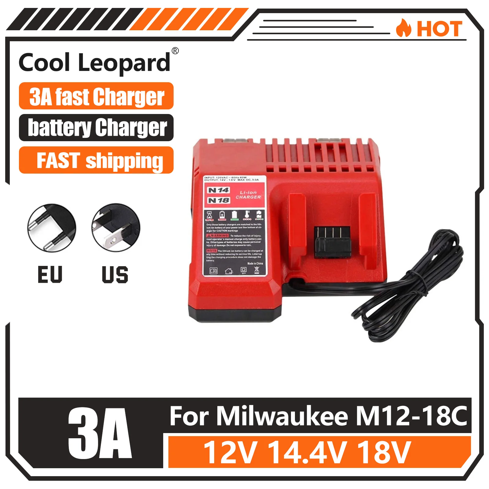 

N18 N14 Charger for Milwaukee M18 M14 Battery M18B 48-11-1850 4932430063 M18BX M18 M14 Input 110- 220V Li-Ion Battery Chargers