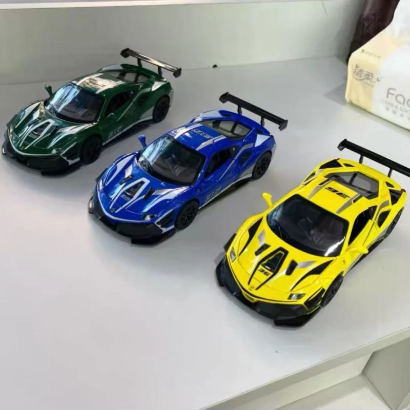 

1:32 Ferrari 488 Supercar Alloy Car Diecasts & Toy Vehicles Car Model Sound and light Pull back Car Toys For Kids Gifts