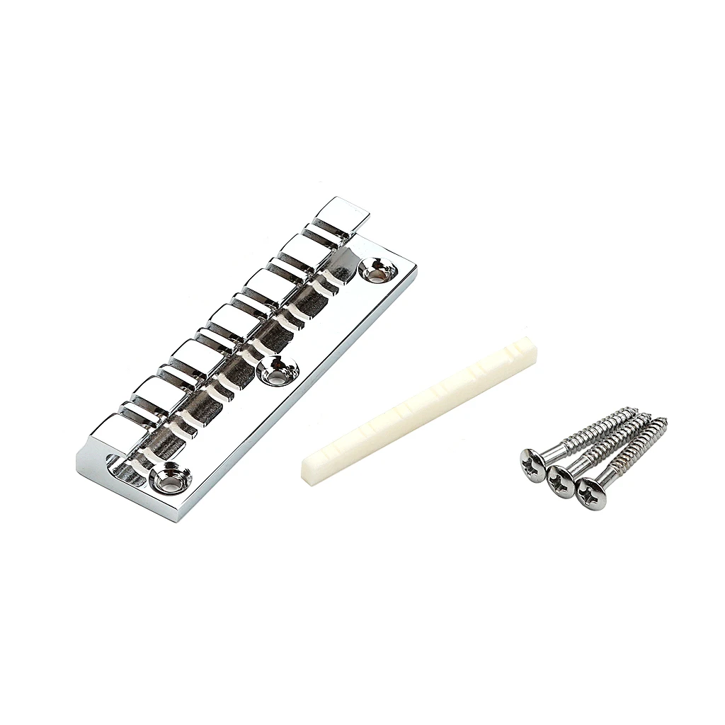 Electric Guitar Replacement Parts Chrome 12 String Guitar Tailpiece with Bone Nut