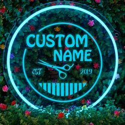 1PC USB Power Customized Text Neon Night Light For Barber Shop Decor Transparent Personalized Name Acrylic Board Lamp