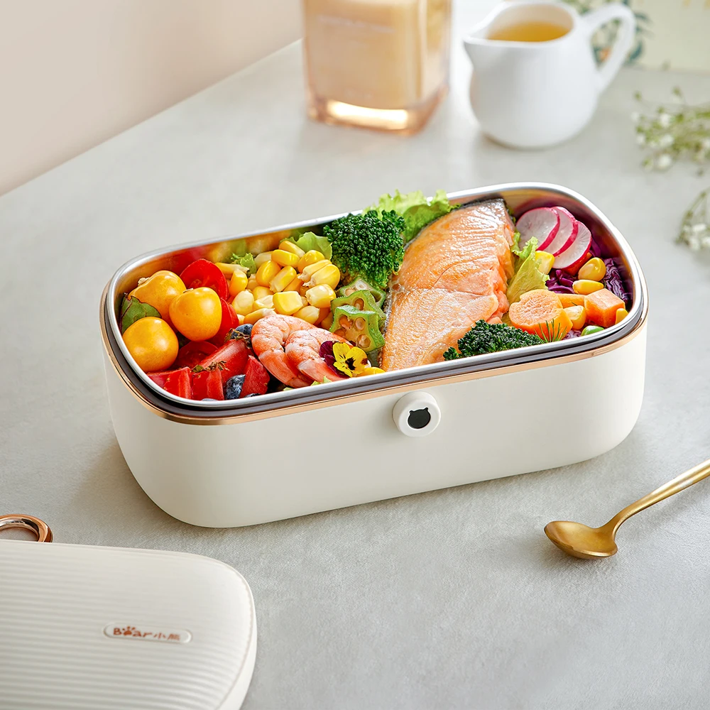 전기 도시락 미니 밥솥 무수 가열 도시락 상자, 일정한 온도 가열 식품 워머 용기, 220V, 900ml