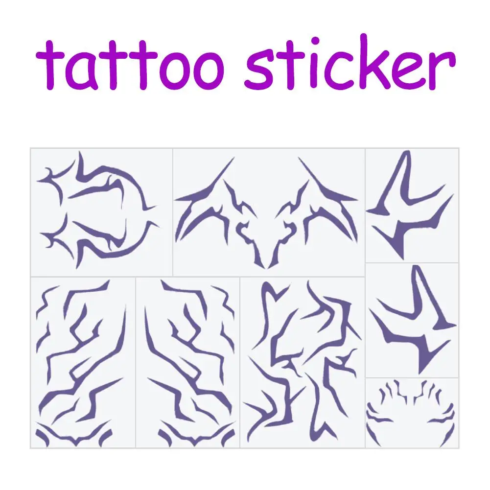 

Набор для макияжа для косплея Purple Lightning, 8 листов больших временных татуировок для лица и тела, аксессуар для костюма с эффектом эффекта