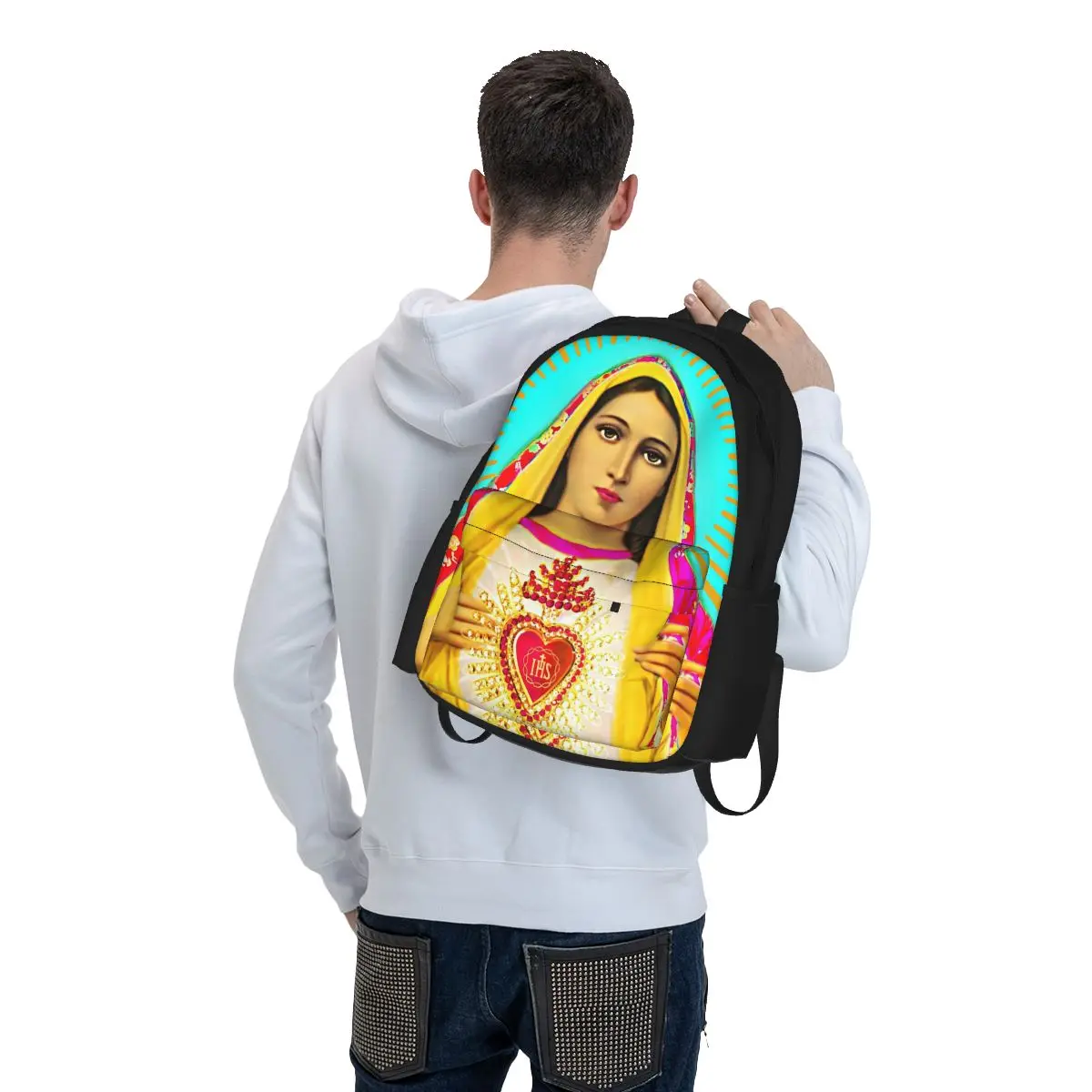 Virgin Mary Backpack Our Lady Guadalupe Student Polyester Cycling Backpacks Pattern Modern High School Bags Rucksack
