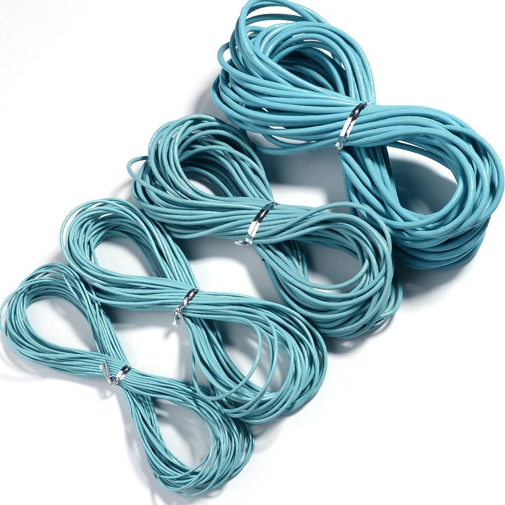 10 Meter 100 % echtes Lederband, Durchmesser 1/1,5/2/3 mm, buntes rundes Lederseil für Armband, Halskette, DIY-Schmuckherstellung – Detail 9