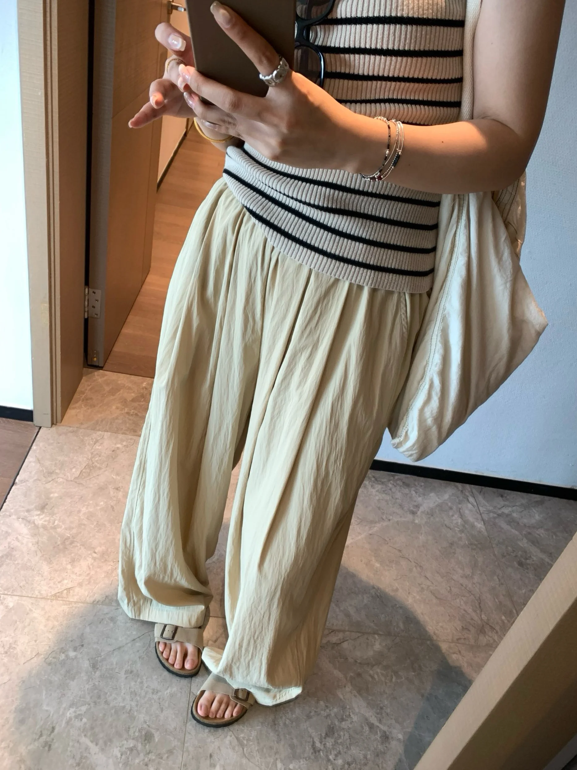 MoreL Casual Cool Feeling Thin Wide Leg Summer Pants High Waist Straight Leg Pants Comfortable Loose Fit High Waist Long T...