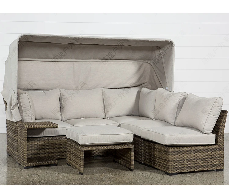 

Outdoor rattan sofa combination canopy outdoor terrace courtyard garden open-air waterproof sun room rattan chair sofa