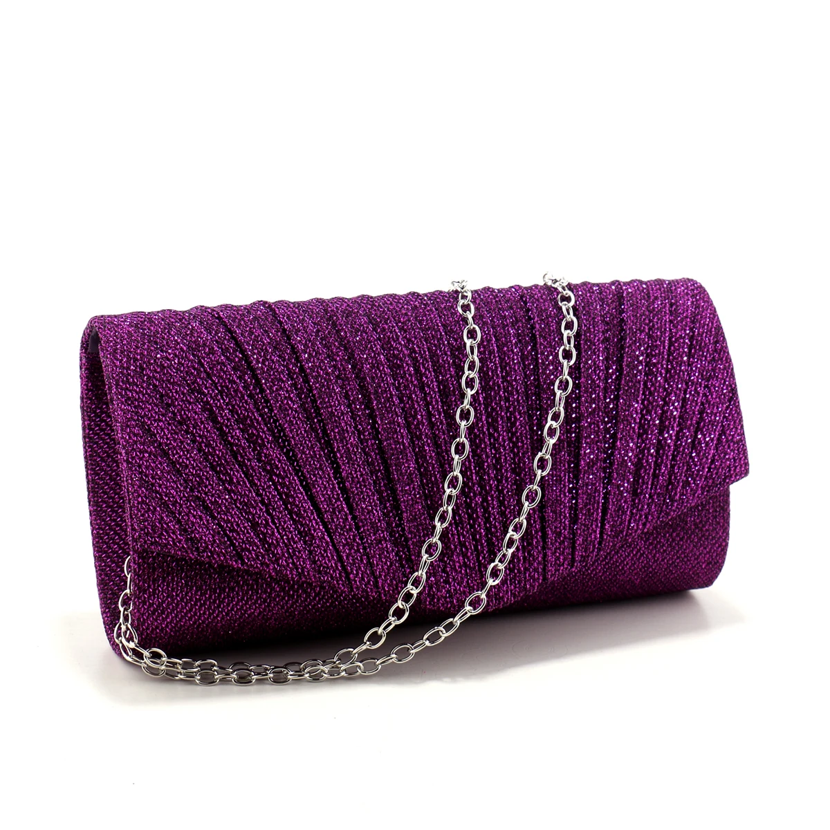 Fashion Women Evening Bags Ruched Sequined Chain Shoulder Clutch Envelope Design Mixed Color Handbags