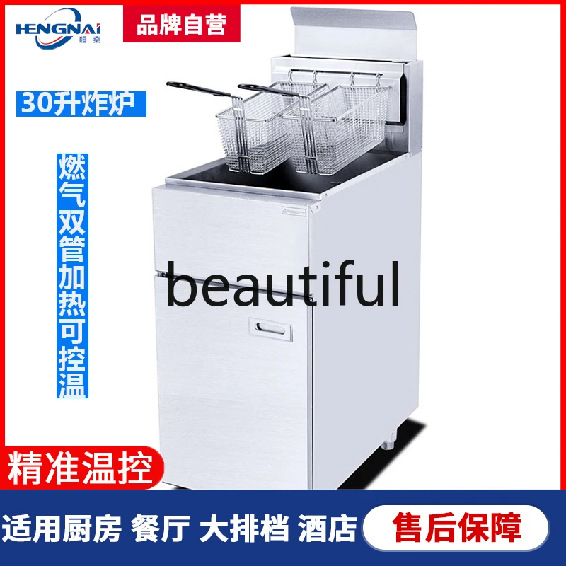 

Large capacity vertical single cylinder double screen gas fryer constant temperature 30L gas fryer
