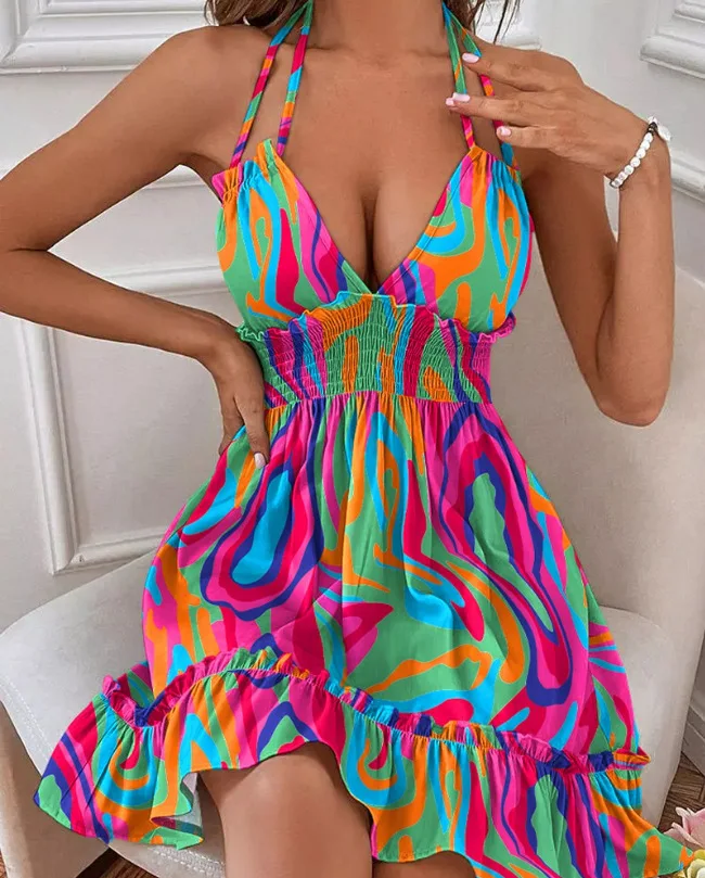 Dress for Women 2023 Summer Sexy Deep V Strap Sleeveless Fashion Casual Dress New Vestido Clothes летнее платье больших размеров