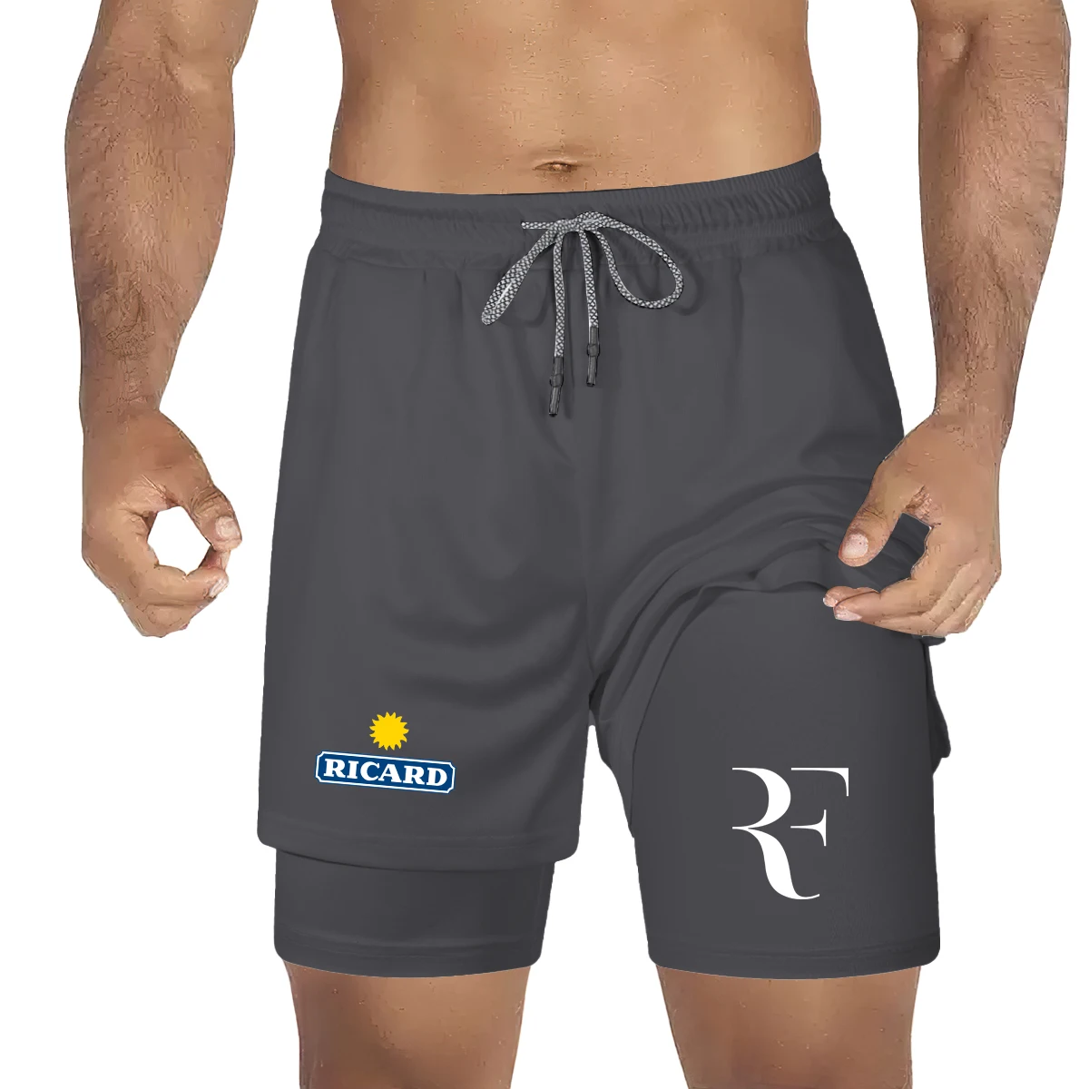 Shorts Atlético Respirável Masculino, Roupa de Ginástica, Fitness, Treinamento, Camping, Ciclismo, Calças de Jogging, 2 em 1