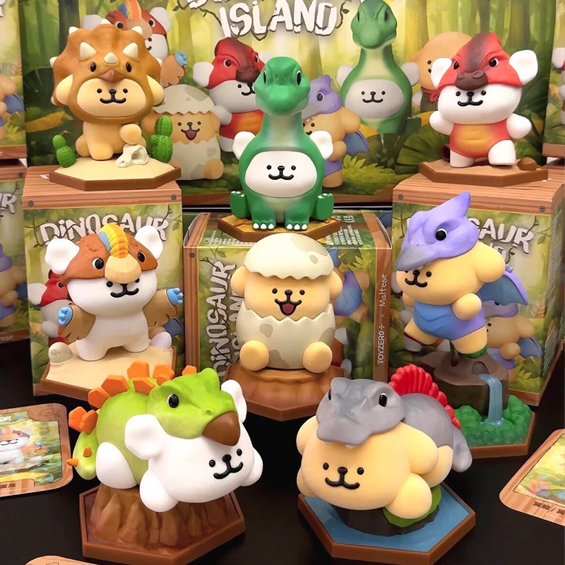 Maltese Dinosaur Islands Blind Box Maltese Dinosaur Anime Figurine Blindbox White Golden Puppy Figure Mystery Box Surprise Toys
