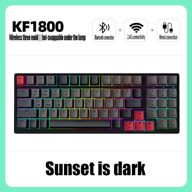 KF1800 Customized DIY Three-mode Bluetooth 68 Key Mechanical keyboard kit is hot Used For RGB Macro Driver Plug Of Shaft Seat