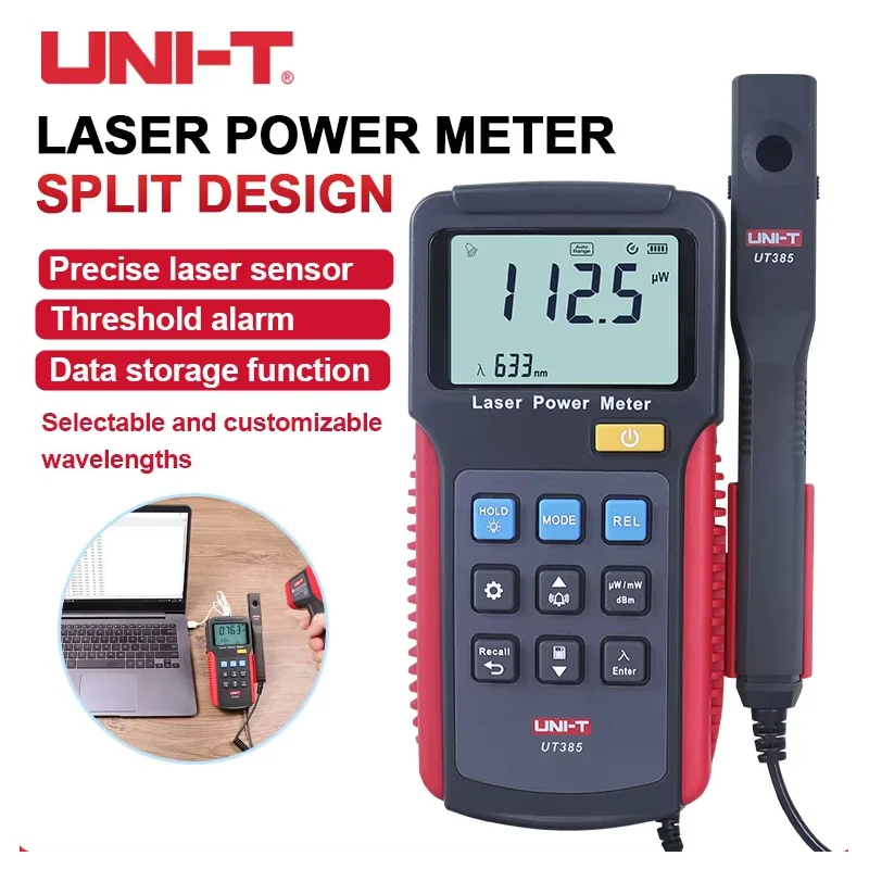 UNI-T UT385 Laser Power Meter LCD Screen Display 0uW to 39.99mW  Digital Laser Sensor Power Analyzer