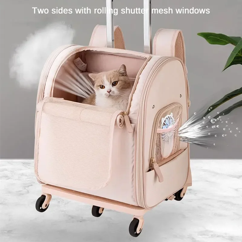 Imagem -02 - Mute Roller Case para Pet Almofada Removível Rosa Mochila ir para Fora Mala de Transporte Mala Pet Dog Roller Case Ventilado